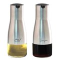 Home Basics 2Piece 85 oz Oil and Vinegar Set with SeeThrough Glass Base, Silver OV44310